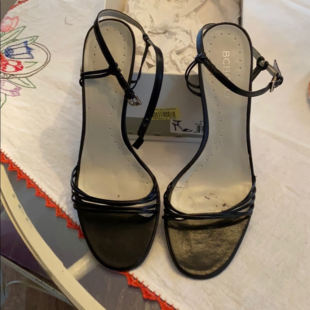 BCBGirls black strappy heels.